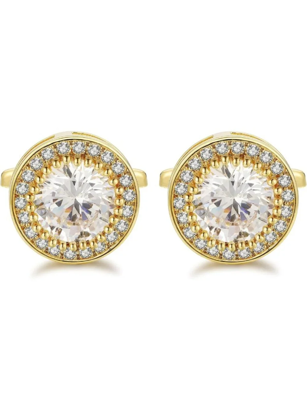 Elegant CZ Crystal Cufflinks for Men - Sparkling Gold Wedding Accessories